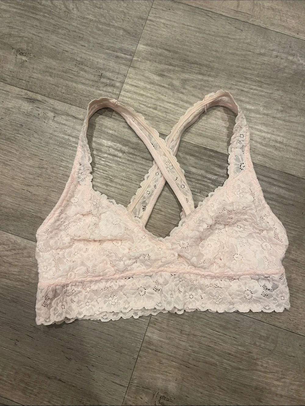 aerie Light Pink Lace Cross-Back Bralette